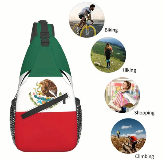 Crossbody Chest Bag Mexican Flag Design Folding Durable High Capacity FREE US SHIPPING