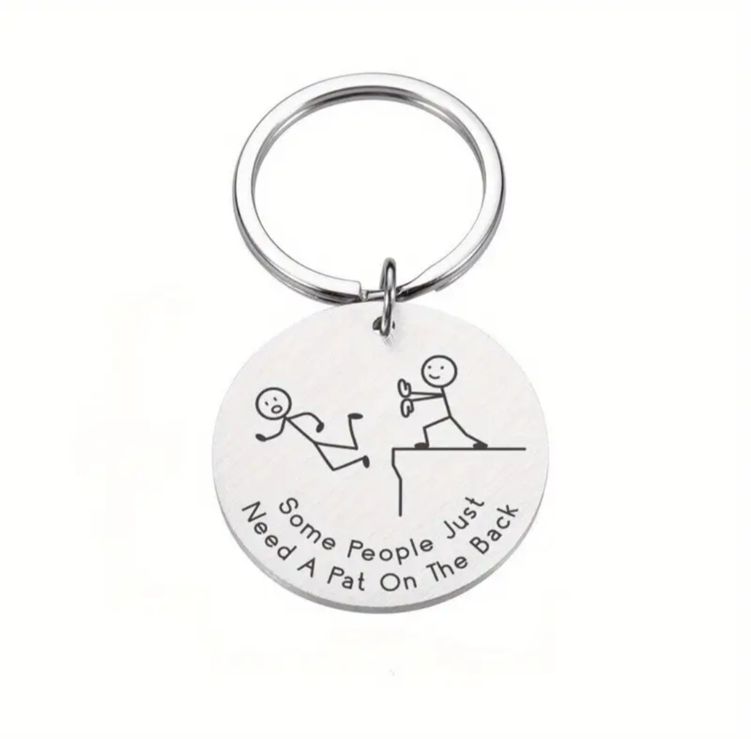 "Pat on the Back" Funny Keychain Prank Gag Gift Men Women FAST SHIPPING