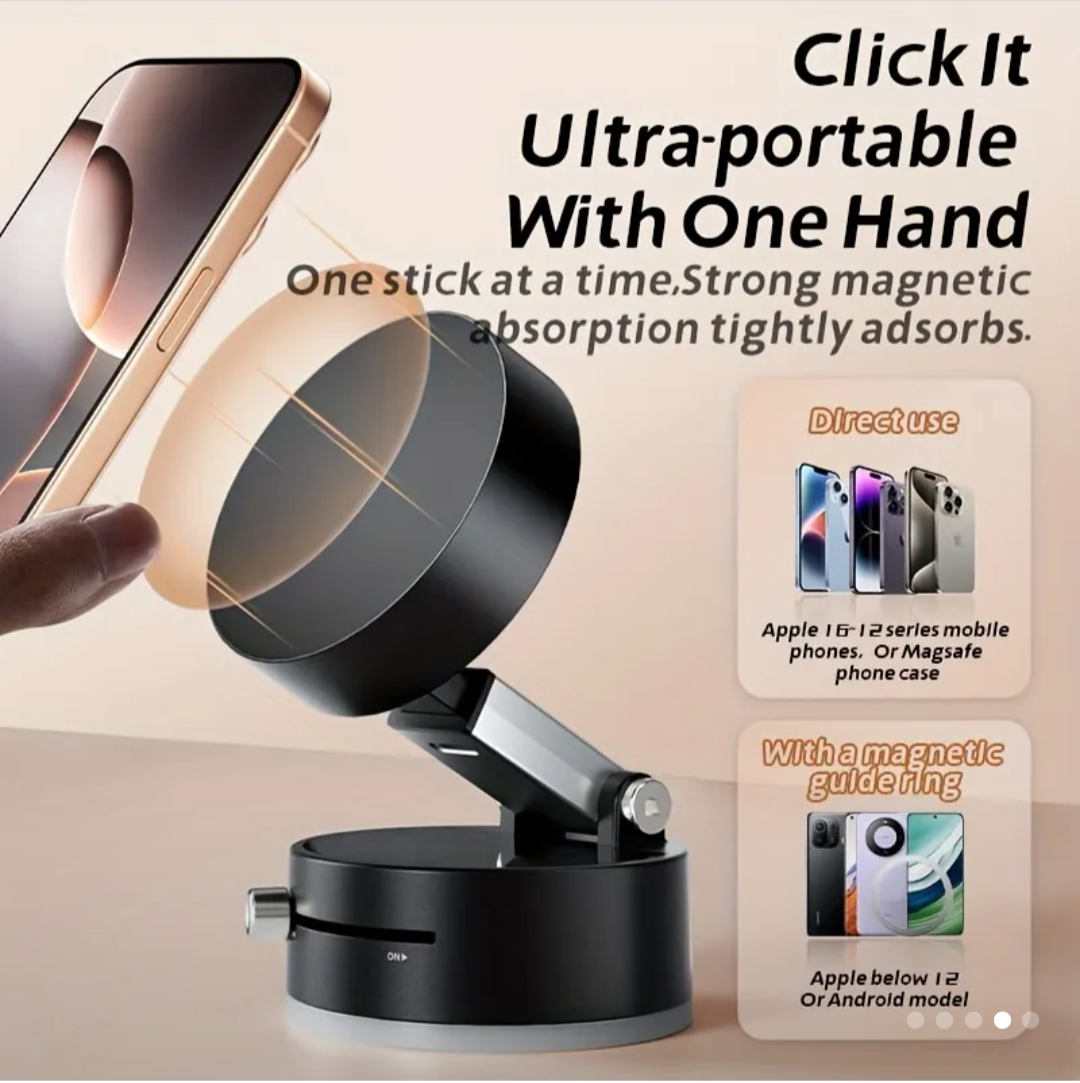 Vacuum Magnetic Phone Stand, Upgraded Magnetic Phone Holder with Strong Magnet, Foldable And Portable Design, Perfect for Cars, Glass, Gyms, And More Smooth Surfaces to Use, Zero Bubbles, Your Screen Stays Spotless