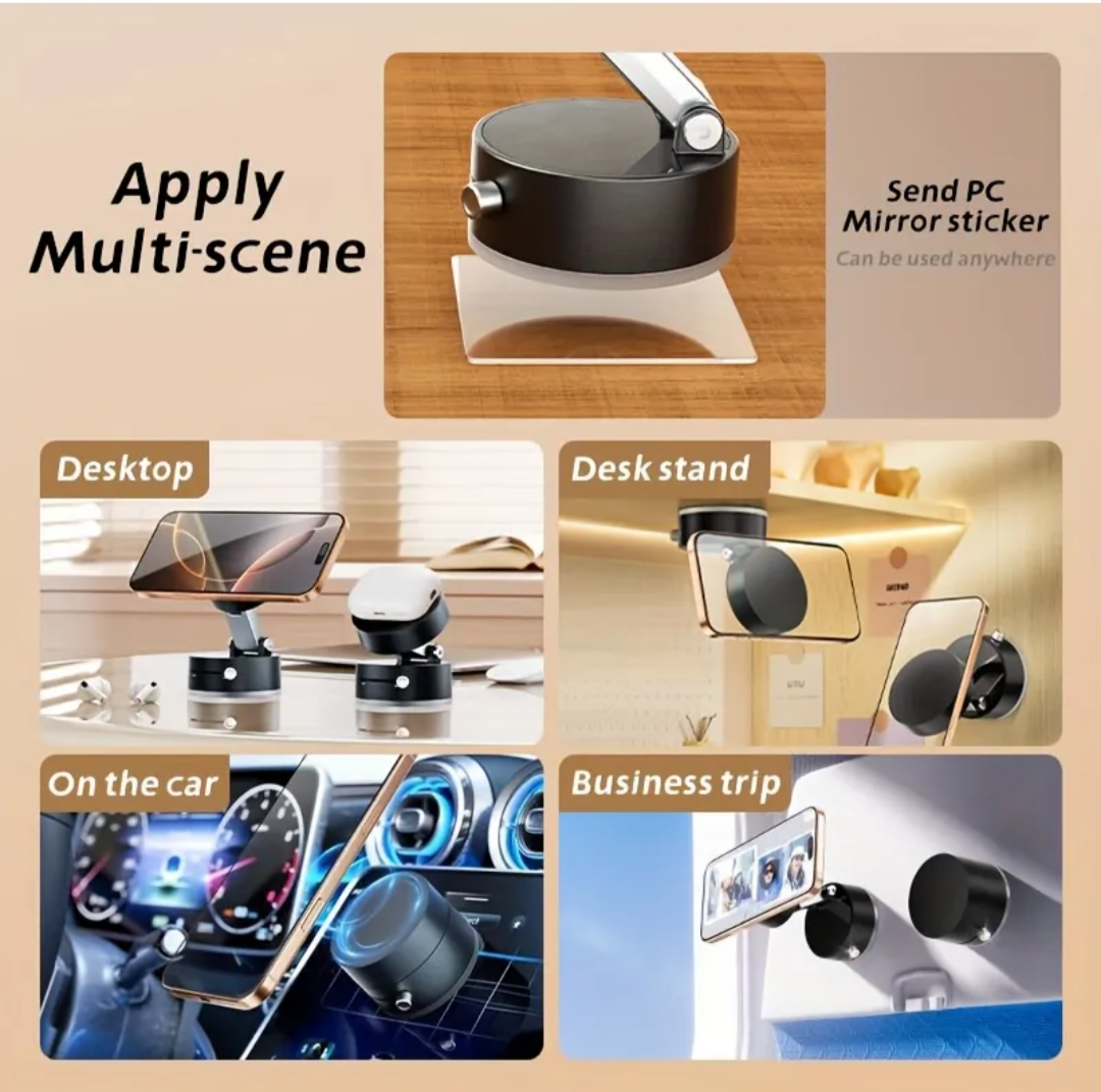 Vacuum Magnetic Phone Stand, Upgraded Magnetic Phone Holder with Strong Magnet, Foldable And Portable Design, Perfect for Cars, Glass, Gyms, And More Smooth Surfaces to Use, Zero Bubbles, Your Screen Stays Spotless