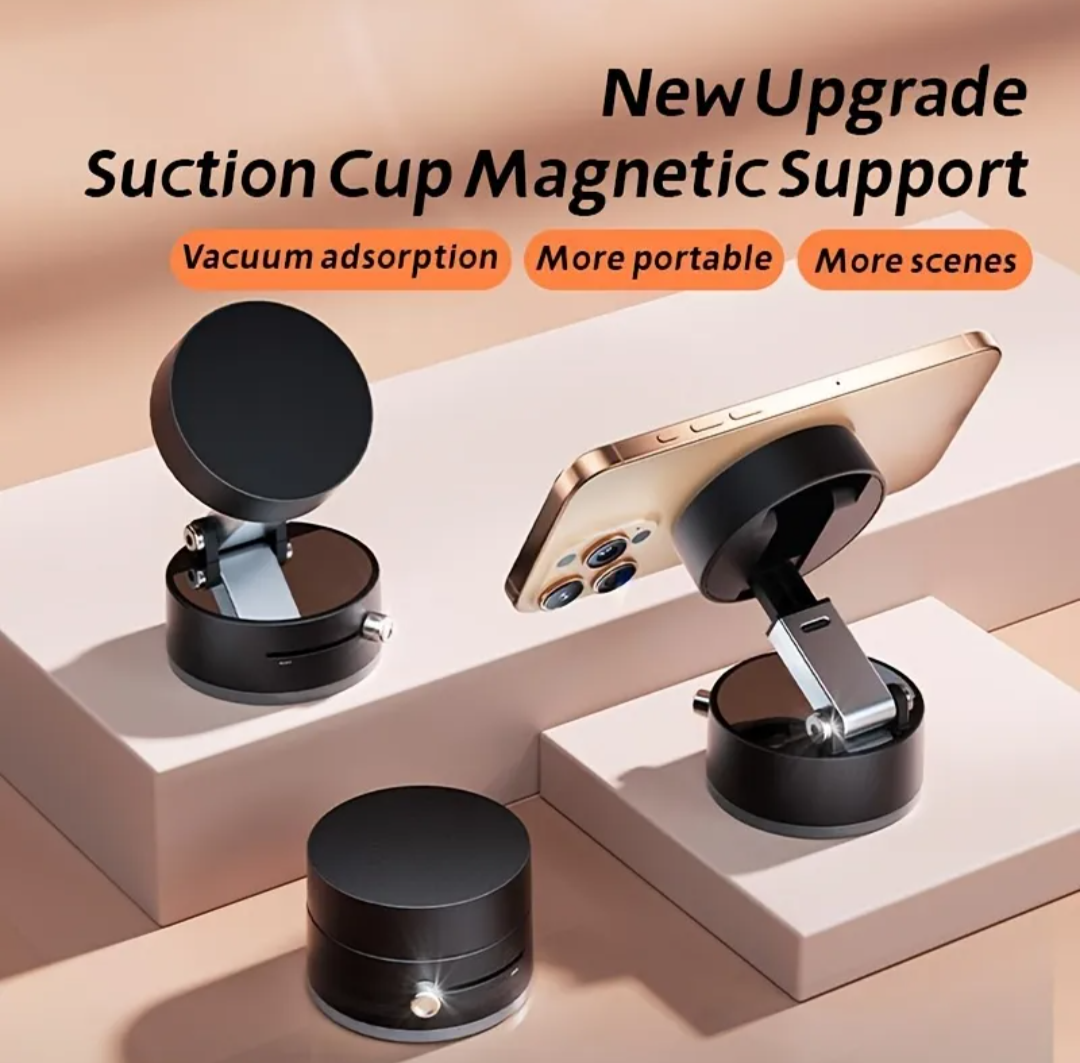 Vacuum Magnetic Phone Stand, Upgraded Magnetic Phone Holder with Strong Magnet, Foldable And Portable Design, Perfect for Cars, Glass, Gyms, And More Smooth Surfaces to Use, Zero Bubbles, Your Screen Stays Spotless