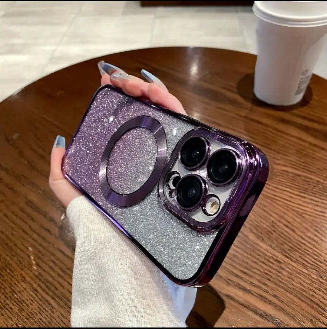 iPhone 16 PRO Glitter Shockproof Wireless Charging Electroplated Case