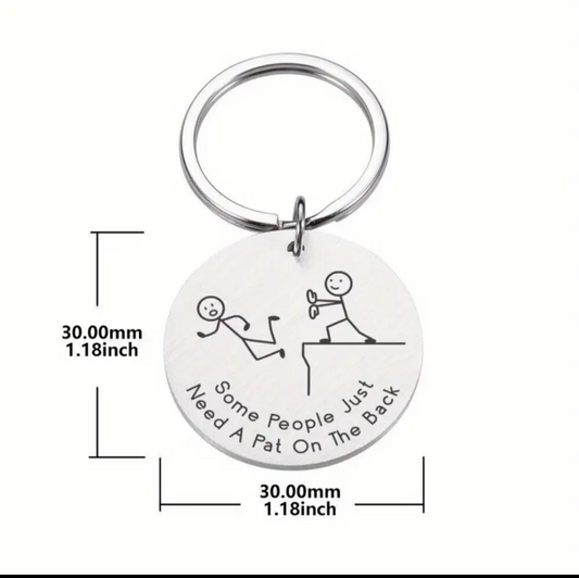 "Pat on the Back" Funny Keychain Prank Gag Gift Men Women FAST SHIPPING