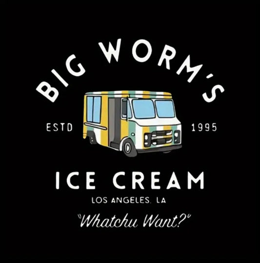 “Big Worms Ice Cream Truck” Funny Graphic Tee, 3x3in