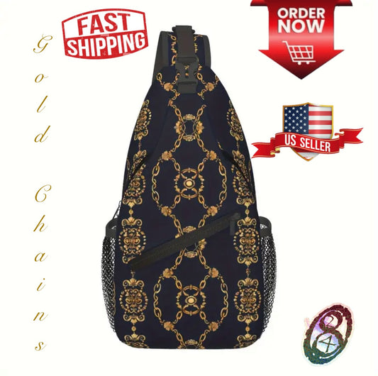 Crossbody Chest Bag Gold Chains Design Folding Durable High Capacity FREE US SHIPPING