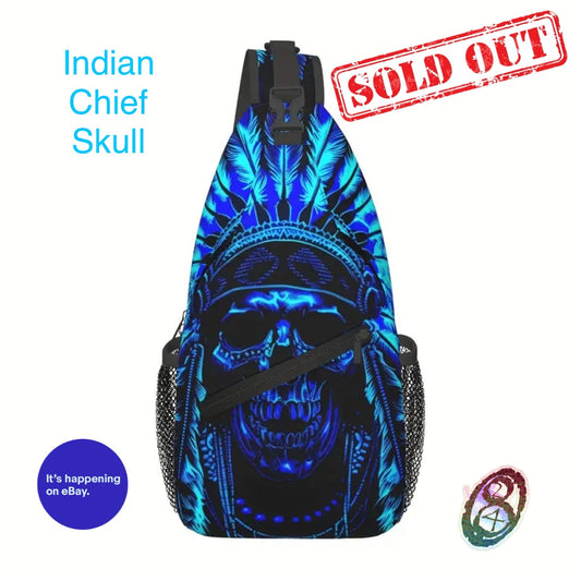 Crossbody Chest Bag Neon Skull Cheif Design Folding Durable High Capacity FREE US SHIPPING