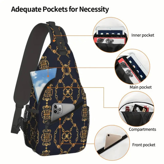 Crossbody Chest Bag Gold Chains Design Folding Durable High Capacity FREE US SHIPPING