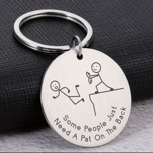 "Pat on the Back" Funny Keychain Prank Gag Gift Men Women FAST SHIPPING