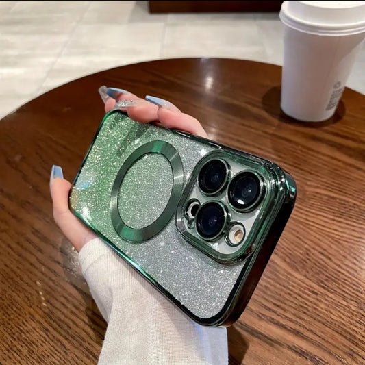 iPhone 15 PRO MAX Glitter Shockproof Wireless Charging Electroplated Case