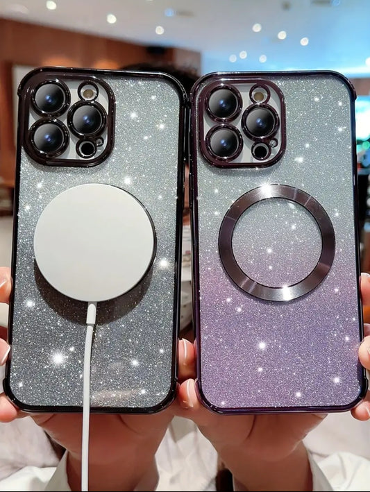 iPhone 15 14 13 Glitter Shockproof Wireless Charging Electroplated Case