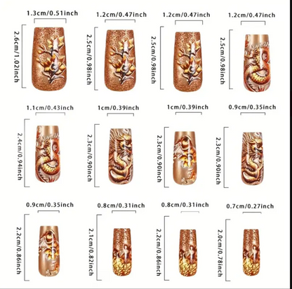 24pc Press-On Nail Set, Hand Painted, Mixed Colors, Asrt. Shape, Medium Length, Glossy Finish, Glitter Gradient, False Nails, Nail Art Kit for Beauty & Personal Care FAST SHIPPING